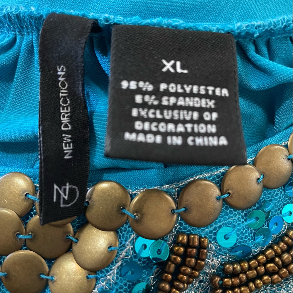 Embellished Turquoise Sleeveless Top New Directions XL - Picture 4 of 6